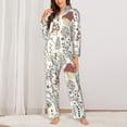thumbnail image 2 of Lsque Colorful Mushrooms and Plants Pattern Long Sleeve Pajama Set for Women - Soft 2-Piece Sleepwear and Loungewear Set with Pockets, Comfy Nightwear-Medium, 2 of 7