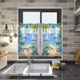 thumbnail image 4 of Yayeee Kitchen Curtains Light Filtering 27"x24" Rod Pocket Short Cafe Window Panel, Blue Seaside, 4 of 7