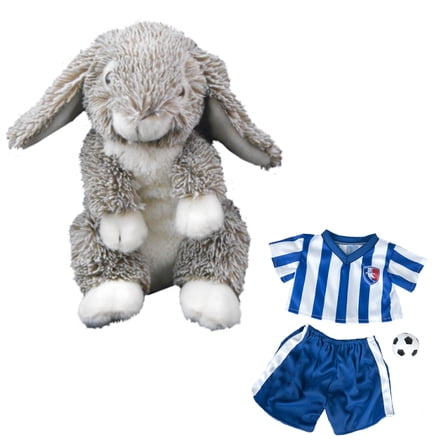Plush Gear Forest the Happy Bunny 8" Plush Stuffed Animal with Soccer Ball & Uniform for Kids
