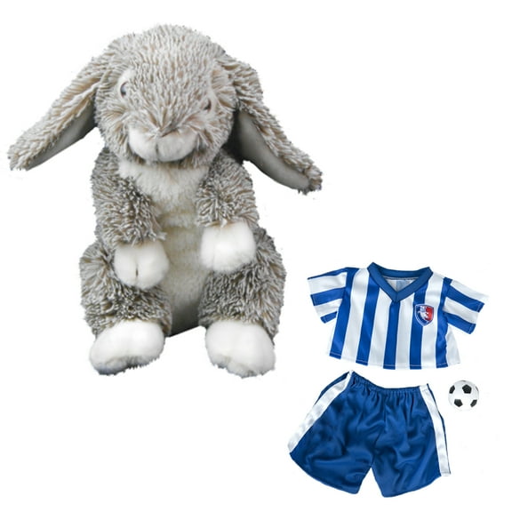 Plush Gear Forest the Happy Bunny 8" Plush Stuffed Animal with Soccer Ball & Uniform for Kids