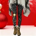 thumbnail image 2 of Christmas Leggings Womens Xmas Tree Snowflakes Print Stretchy High Waist Pants Slimming Holiday Party Outfits (XL, Black #C), 2 of 6