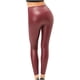 thumbnail image 4 of Moda Mujer Pantalones de cuero delgados de talle alto grandes Pantalones elásticos casuales Pompotops  ulkah943211, 4 of 5