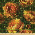 thumbnail image 2 of Ambesonne Floral Fabric by the Yard Upholstery, Retro Effect Peony Pattern, 5 Yards, Dark Olive Green and Orange, 2 of 5