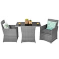 thumbnail image 4 of Patiojoy 3PCS Patio Rattan Furniture Set Outdoor Wicker Table & Chair Set w/Cushions Gray, 4 of 6