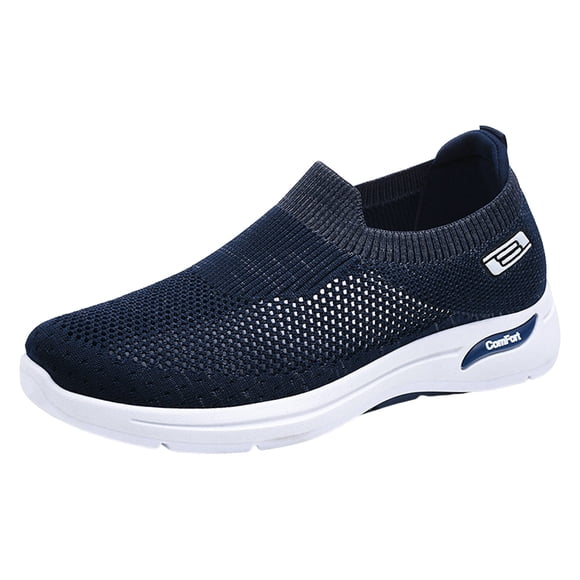 TOWED22 Men's Slip On Sneakers Breathable Stretch Mesh Walking Shoes Lightweight Slip-Resistant Fashion Sneakers(Blue,8.5)