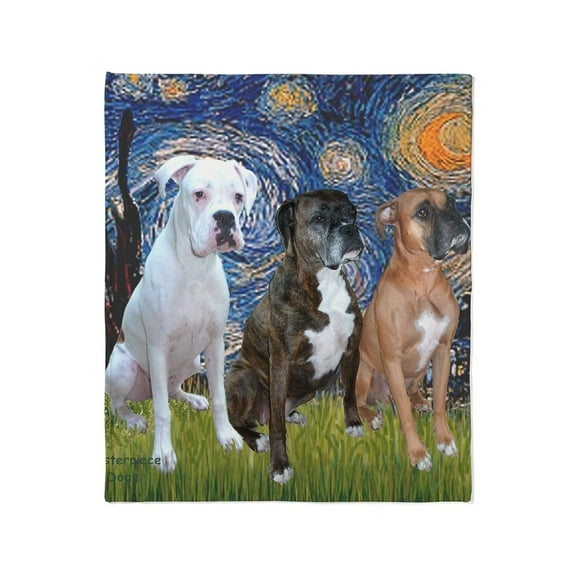 CafePress - T Starry Night 3 Boxers Throw Blanket - Soft Fleece Throw Blanket, 50"x60" for All Ages