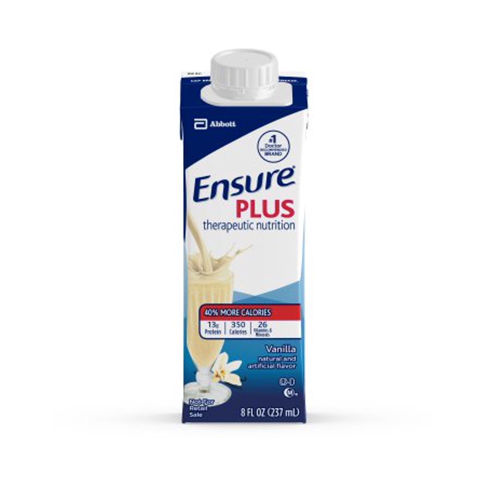 Ensure Plus Vanilla, 8 Ounce Recloseable Carton, Abbott 64905 Case Of