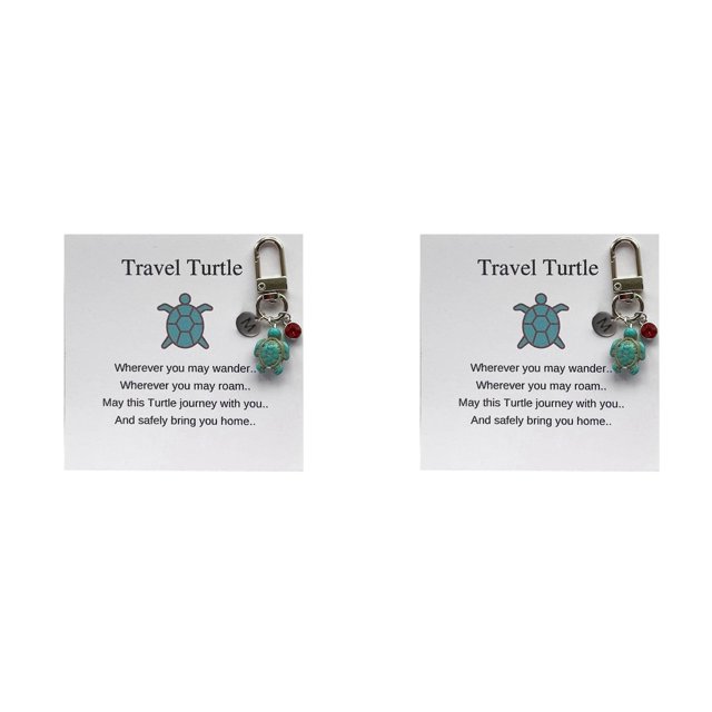 (2-Pack) Rinsvye 26 Letter Handmade Turtle Key Ring with Clip Keychain Turtle Combination Pendant Wallet Womens 26 Letter Surname Travel Womens Lanyard for Keys Turtle Keychain Pendant