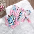 thumbnail image 5 of Douhoow Baby Girl Romper Summer Newborn Sleeveless Tassel Floral Jumpsuit + Headband, 5 of 6
