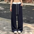 thumbnail image 2 of Straight Leg Sweatpants for Women Drawstring Pocket Elastic Waist Casual Sports Fitness Travel Lounge Pants, 2 of 5
