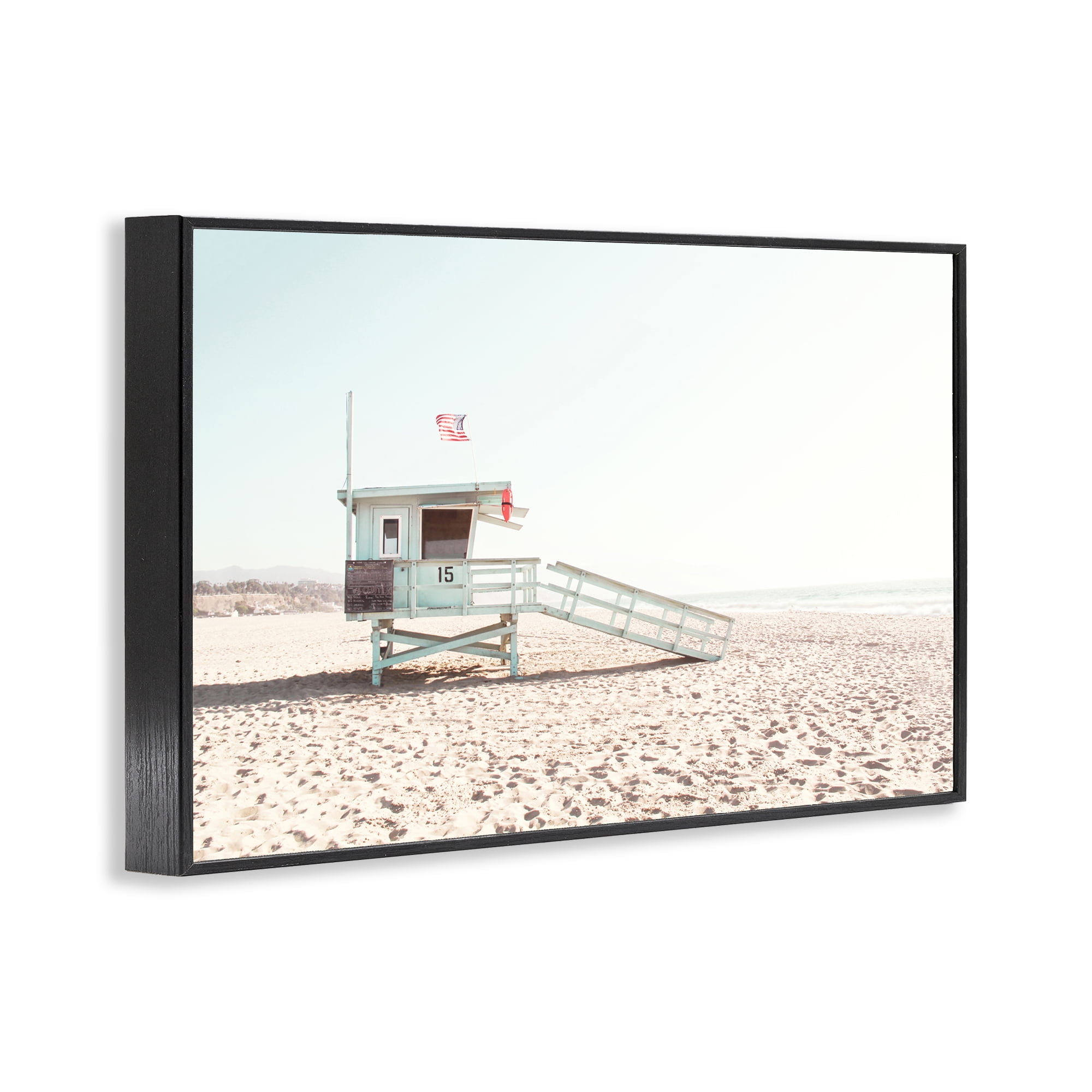 Lifeguard Hut Sunny Day Black Framed Giclee Art, design by Sisi and Seb