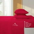 thumbnail image 3 of Couture Charm Hotel Luxury 500-TC Giza Cotton Twin-XXL Size 4-Pcs Sheet Set Fits Upto 24-26" Deep Pocket (Solid, Red), 3 of 4