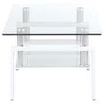 thumbnail image 3 of Pemberly Row Metal Rectangular Glass Top Coffee Table With Shelf White, 3 of 7