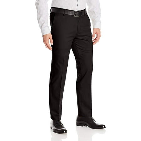 Boltini Italy Men's Flat Front Slim Fit Slacks Trousers Dress Pants (Black, (Best Dress Slacks For The Money)