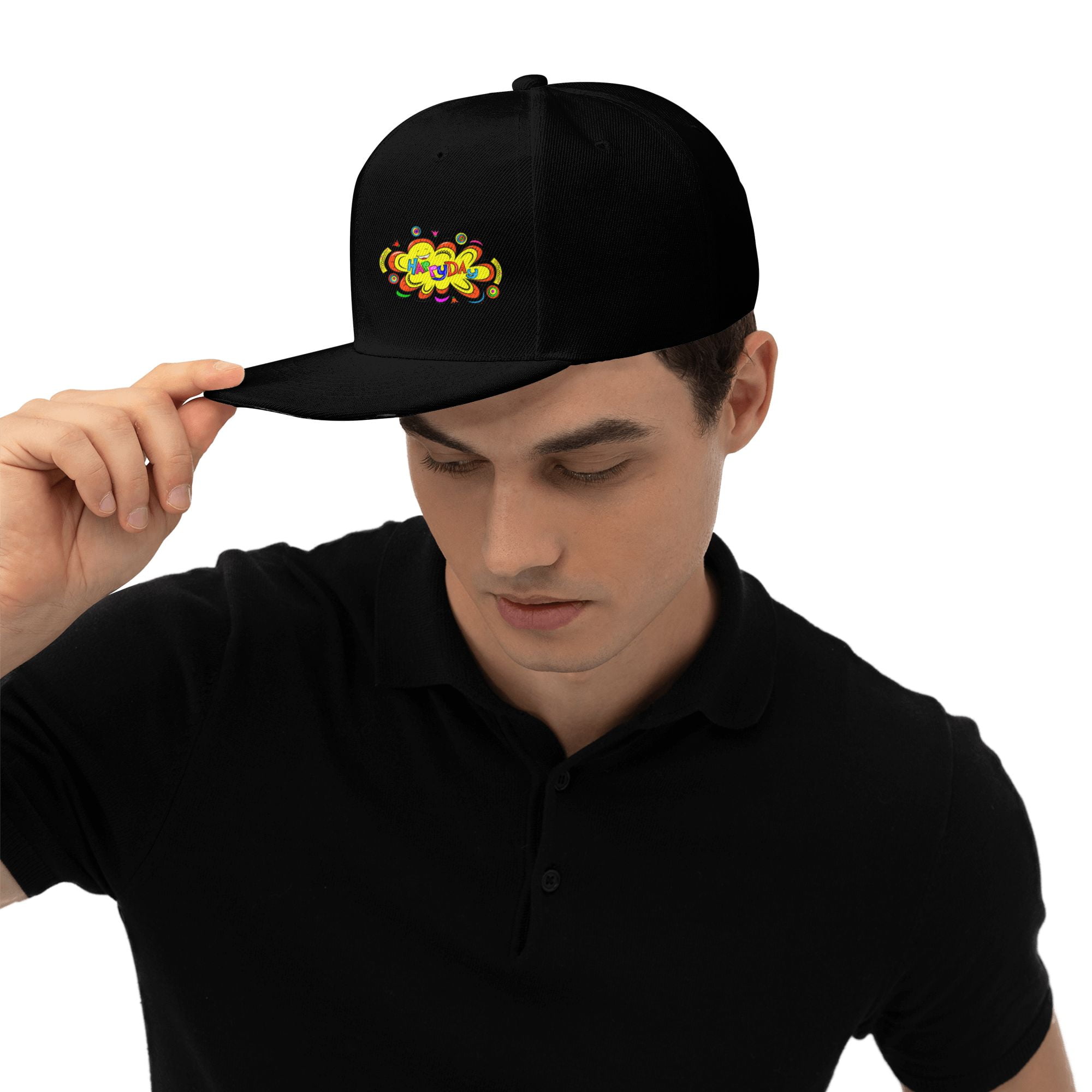 TEQUAN Flat Brim Hat Snapback Hats, happy-2359349 Pattern