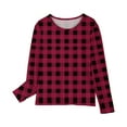 thumbnail image 5 of Odeerbi Toddler Boys Girls Fall Winter Basic Layering T-Shirt Plaid Basic Tees Long Sleeve Lattice Print Shirts Cute Crewneck Tops Dressy Blouses Base Layer Toddler Clothes Pink, 5 of 6