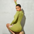 thumbnail image 4 of Pompotops Femmes Robe de Mode Manches Longues Col Haut Couleur Bloquant Robe Skinny, 4 of 9