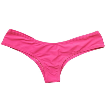 Fusipu Women Sexy Ruched Solid Color Bikini Bottom Swimwear Hipsters Thong Beachwear