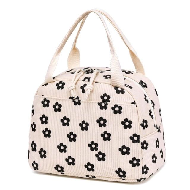 Lonchera para mujer, bonita bolsa de almuerzo con aislamiento de pana para niñas, bolsa de almuerzo térmica reutilizable vintage para el trabajo, lonchera térmica, bolsa bento, escuela/picnic/viaje