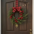 thumbnail image 3 of Yucurem Mini Christmas Wreaths for Kitchen Cabinet, 10 Inch Small Christmas Hanging Artificial Garlands with Ribbon for Front Door Window Door Fireplace Decor, 3 of 7