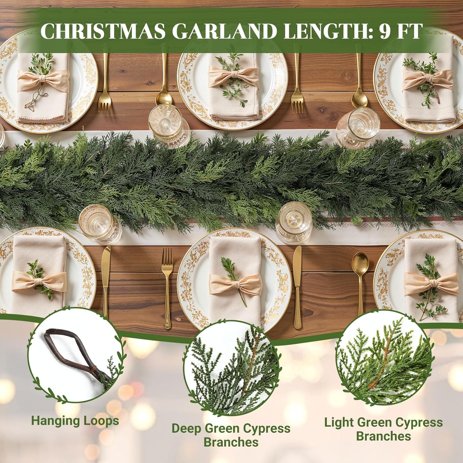 Lolsea 9-Foot Artificial Christmas Cedar Garland photo 2