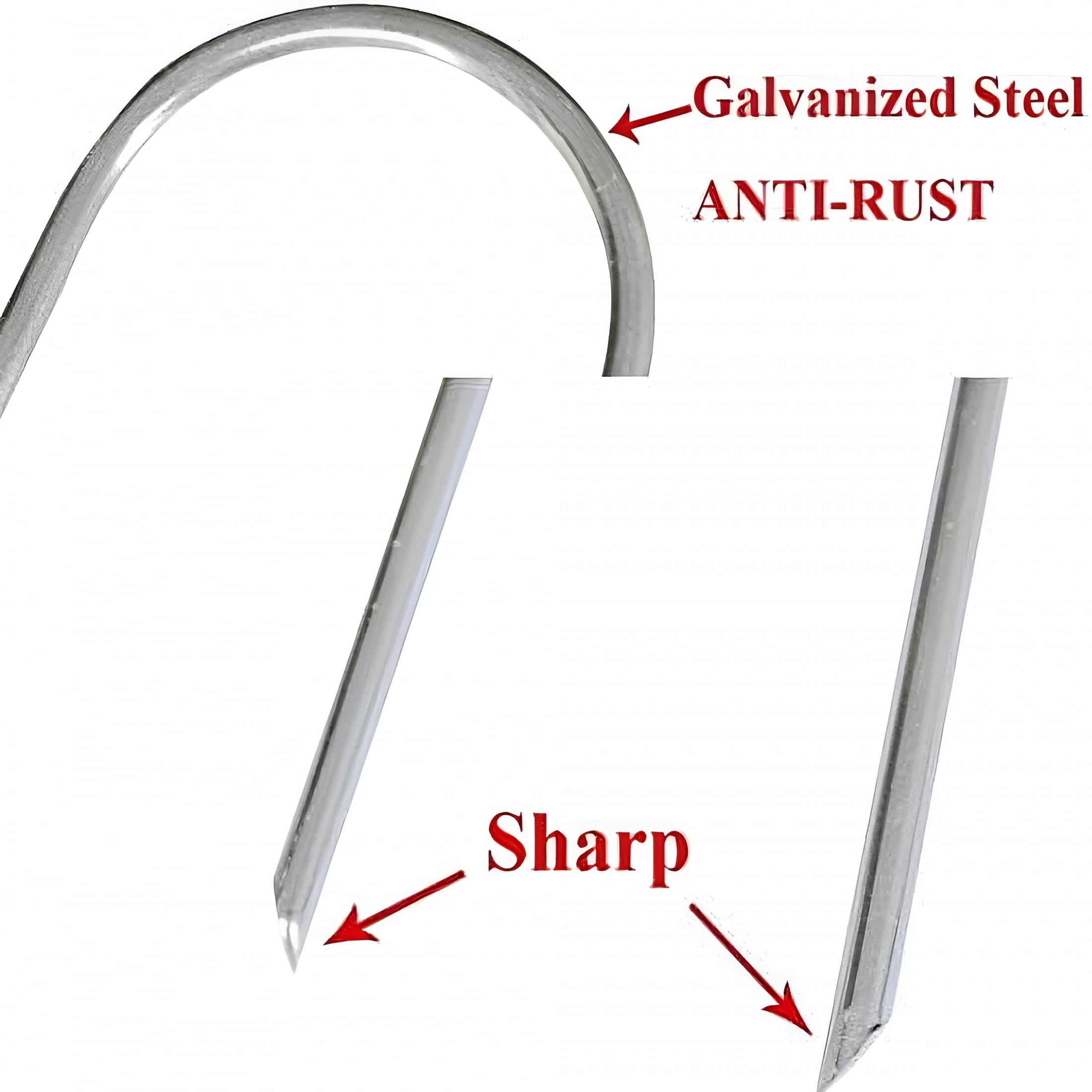GA Trampolines Wind Stakes Heavy Duty U Type Sharp Ends Safety Ground Anchor Galvanized Steel for Soccer Goals, Camping Tents and Huge Garden Decoration - 8pcs