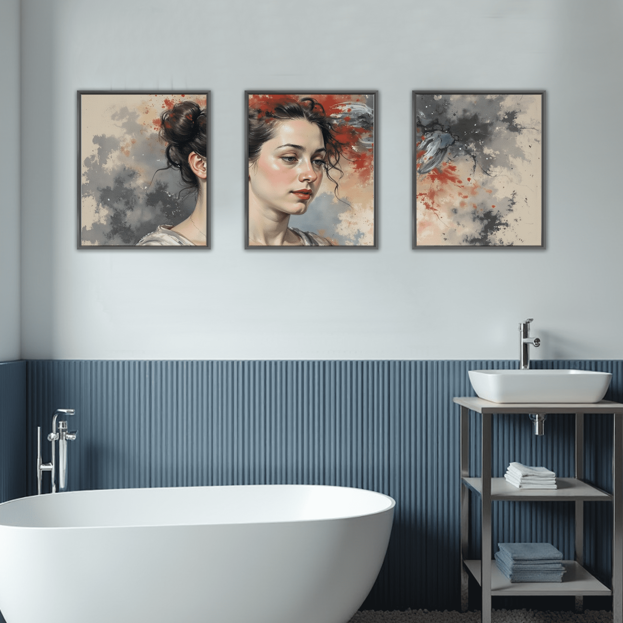 MAYEERTY Modern Abstract Wall Art Painting, Living Room Decor, Black Aluminum Alloy Frame, 7.87"x9.84"