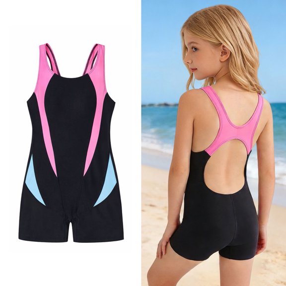 Girls Swimsuit 1 Piece Boyleg Swimming Suits Quick Dry Beach Swimwear with UPF Sun Teen Girl Swimsuit 12-14 Years