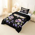 thumbnail image 2 of Homewish Cute Funny Skull Twin Comforter Sets,Dreamy Butterfly Floral Bedding Set,Halloween Duvet,Black Reversible,2-Piece,1 Comforter and 1 Pillowcase, 2 of 7