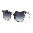 thumbnail image 2 of Womens Boyish Hipster Horn Rim Fashion Plastic Chic Sunglasses Flower - Smoke, 2 of 4