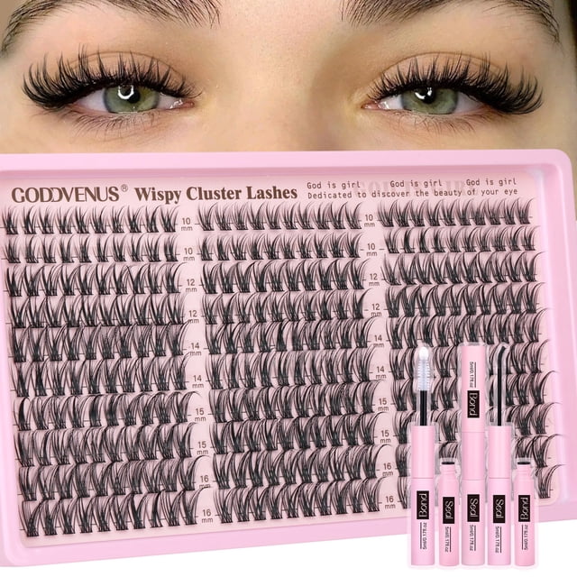 Kit de racimos de pestañas Goddvenus Lash Clusters Wispy 10-16 mm