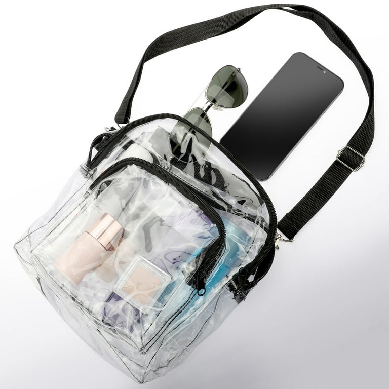 Clear Crossbody Bag, TSV Stadium Approved Clear Tote Bag, Waterproof PVC Messenger Bag for Man and Woman, Transparent Concert Purse Bag with