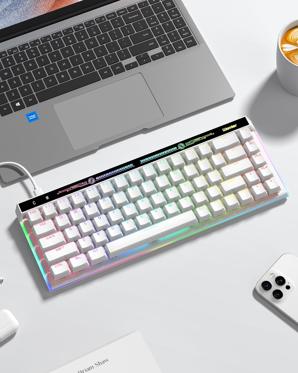 COSTOM VK68 Mechanical Gaming Keyboard, 60% Creamy Mechanical Keyboard, RGB Cute Wired Keyboad with Hot Swappable Gasket,for Windows&Mac,Green
