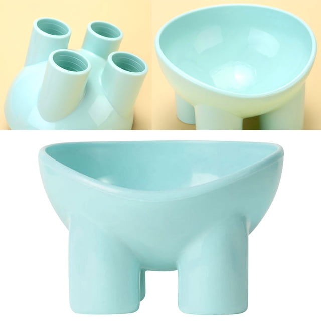 Plato Elevado para Mascotas, Recipiente de Alimentación Elevado con Diseño Inclinado, Base Antideslizante, 13.5 x 9 x 7.8 cm, Plástico, para Gatos y Perros Pequeños