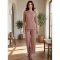thumbnail image 2 of Conjunto 2 Piezas Blusa y Pants Casual Elegante Súper Cómodo Tejido Canalé para Mujer, 2 of 5