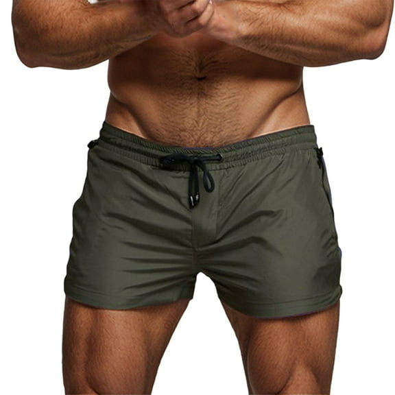 Mens Swim Trunks Quick Dry Swimwear Zipper Pockets, Swim Shorts with Mesh Lining Green XL