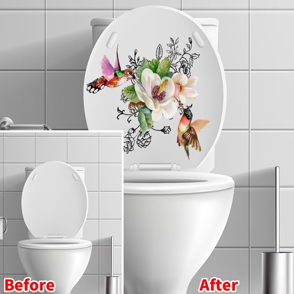 Clearance! Eguiwyn Bird Stickers Self Adhesive Flower Bird Toilet Sticker Cute Toilet Removable Sticker Bathroom Decorative Wall Sticker
