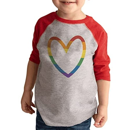 

7 ate 9 Apparel Kids Pride Shirts - Rainbow Heart Red Shirt 2T