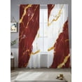 thumbnail image 2 of Red Marble Sheer Curtains 84 Inch Length 2 Panels Set, Luxury Gold White Abstract Cracks Artwork Voile Window Treatment Rod Pocket Curtains Sheers Drapes for Bedroom/Living Room/Kitchen 52"x84"x2, 2 of 7