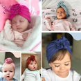 thumbnail image 3 of Nishine-gorro turbante con flores plisadas para bebé, gorro de algodón para recién nacido, accesorios para fotos, regalo de ducha para niñas, sombreros de cumpleaños, 3 of 4