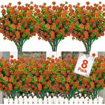 Sinhoon Artificial Flowers Outdoor, 8 Bundles Faux Flowers Plants Outdoor UV Resistant Greenery Shrubs Plants Artificial Fake Flowers Indoor Outside Hanging Planter Home Garden Decor (Red)