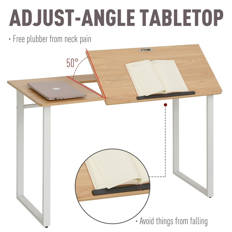 HOMCOM Modern Drafting Drawing Table with Adjustable Tiltable