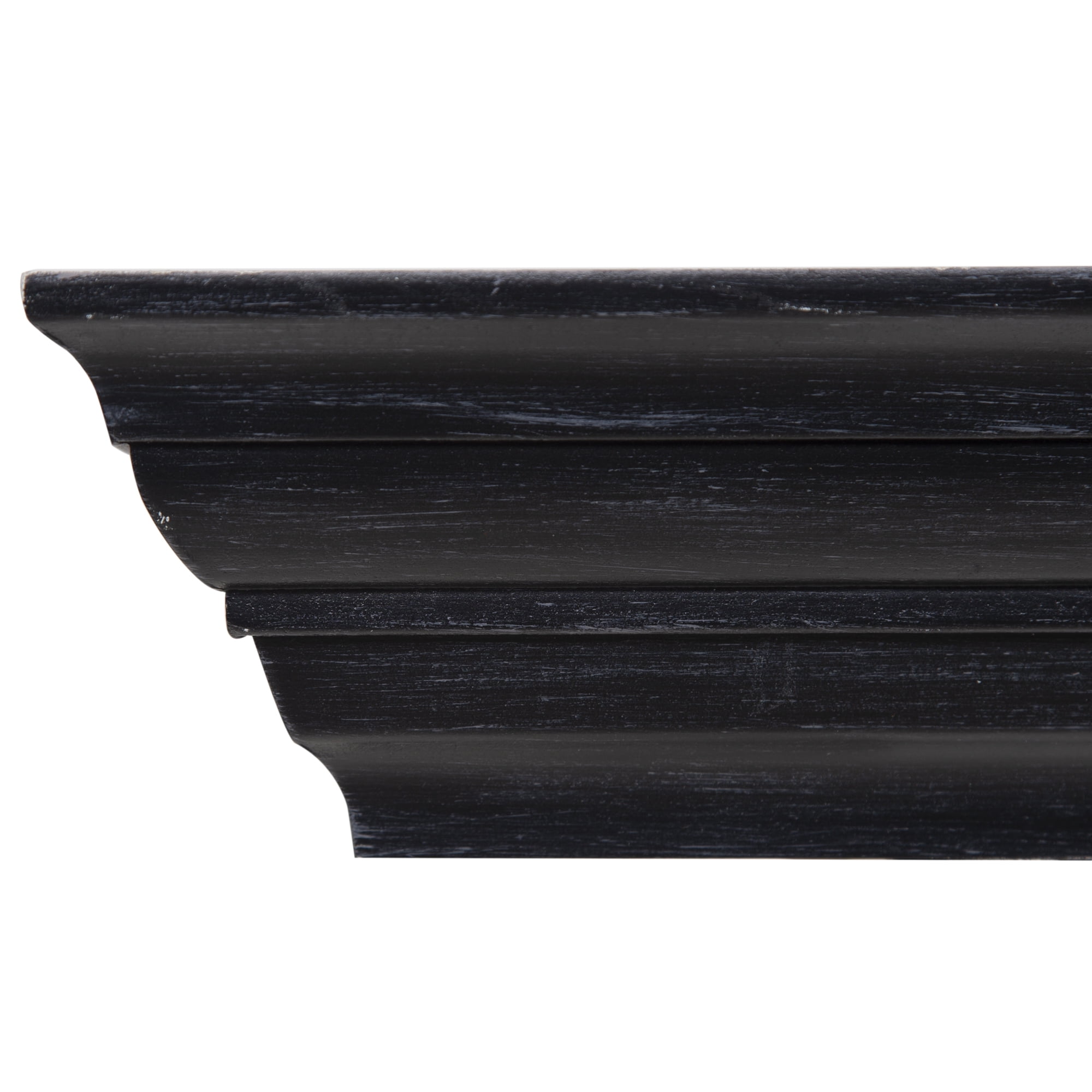 Gallery Solutions Traditional Distressed Black 3 Piece Floating Ledge Shelf Set