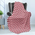 thumbnail image 4 of Chevron Soft Flannel Fleece Blanket, Classical Style Zig Zag Stripes Retro Revival Pattern with Simplistic Design, Cozy Plush for Indoor and Outdoor Use, 60" x 80", Dark Coral White, by Ambesonne, 4 of 5