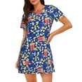 thumbnail image 1 of Fotbe Cute Popcorn Bata de Dormir para Mujer con Estampado, Camisón de Algodón de Manga Corta, Ropa de Dormir Casual, 1 of 6