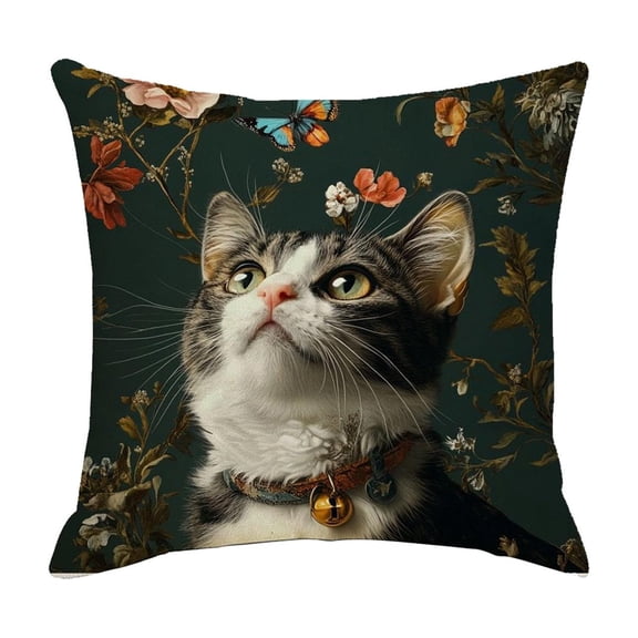 JoyMoreHome Cute Funny Cat Pattern Throw Pillow Cover with Hidden Zipper, 18x18 Inch Soft Durable Pillowcase for Livingroom, Sofa, Bedroom, Office