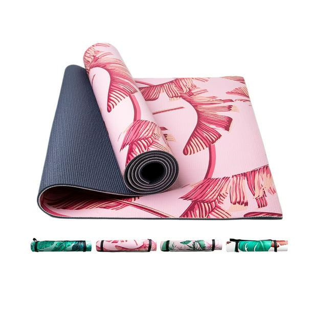 MINISO Yoga Mat-Yoga Mat Thick Perfect for Home or Gym Use-Exercise Mats  for Yoga and Floor Workout-Yoga Mat Non-Slip, Pink Leaves 