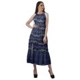 thumbnail image 2 of Moomaya Robe Longue Imprimée pour Femmes, Fente avant, Aguichant, Sans Manches, en Rayonne, Robe de Mariage, 2 of 4