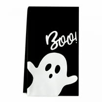 AUQ Halloween Kitchen Towel 15.7*23.6Inch Black White Ghost Dishcloth Scary Hand Drying Tea Towel for Halloween Baking Cooking Home Kitchen Decor Housewarming Gift