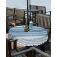 thumbnail image 2 of nqOlkjepod Blue Ombre Stripe Outdoor Tablecloth with Umbrella Hole & Zipper, Farmhouse Striped Gradient Round Table Cover 60 Inch, Dining Waterproof Table Cloth Protector for Patio/Party/Picnic, 2 of 7